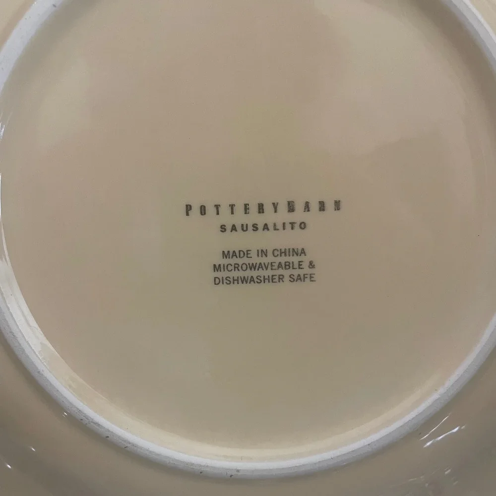 Pottery Barn Sausalito Dinner Plate Yellow Cream Stoneware 12